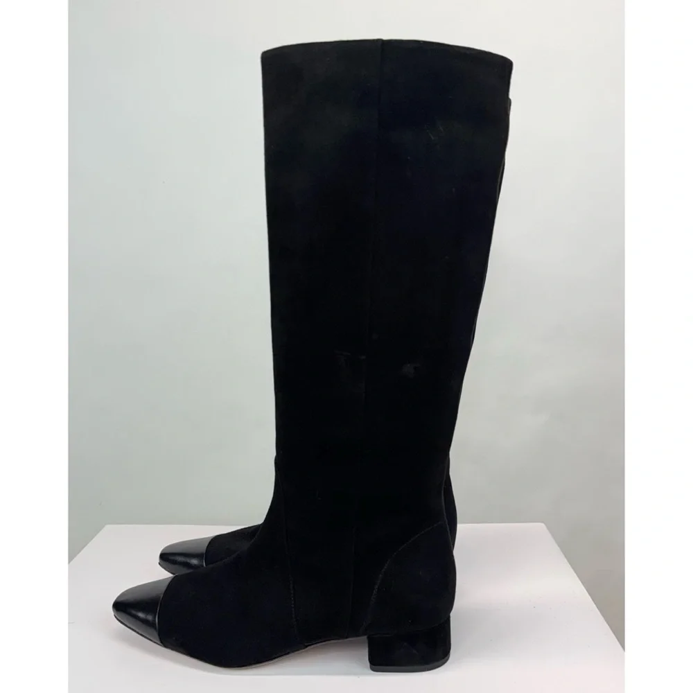 New Veronica Beard Cecile Suede Tall Boot Black Sz 9.5